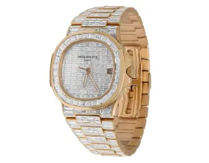 18K Rose Gold PP-Luxury-Watches Nautilus 5711 Baguette Diamond Watch 67.75 Ct