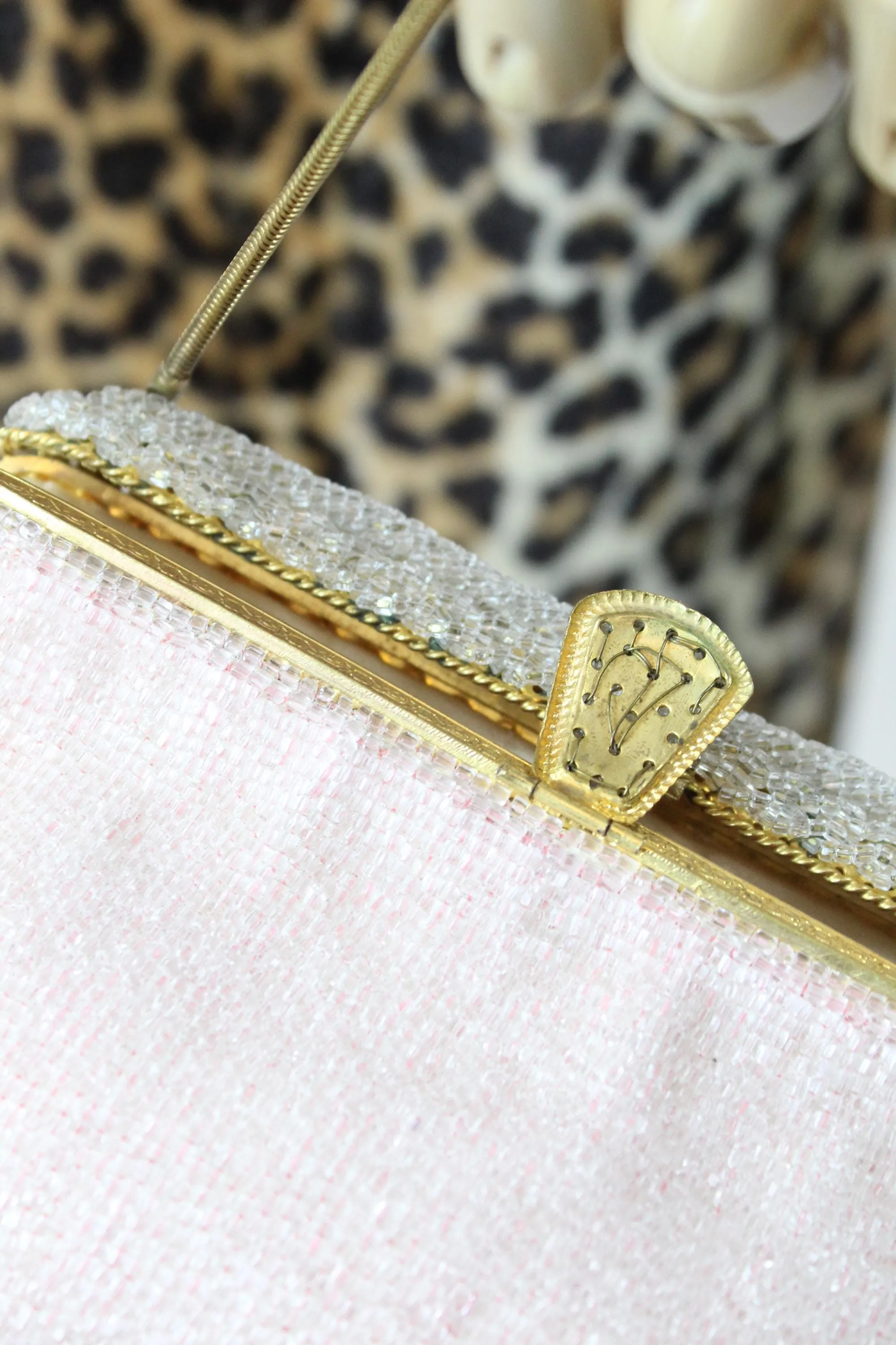 1950s FRENCH beaded pink chain bag | new fall winter