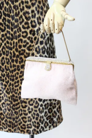 1950s FRENCH beaded pink chain bag | new fall winter