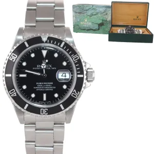 1995 Rolex Submariner 16610 40MM Steel Black Date pre ceramic 40mm Watch Box