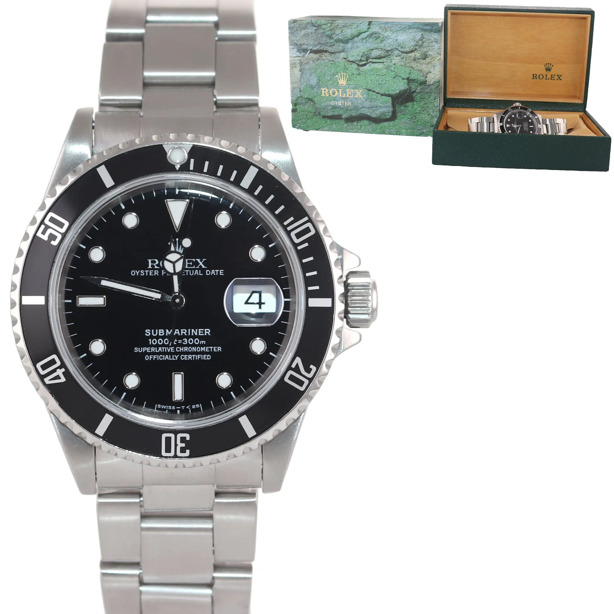 1995 Rolex Submariner 16610 40MM Steel Black Date pre ceramic 40mm Watch Box