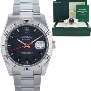 2005 MINT Rolex DateJust Turn-O-Graph 116264 Steel Black White Gold Fluted Watch