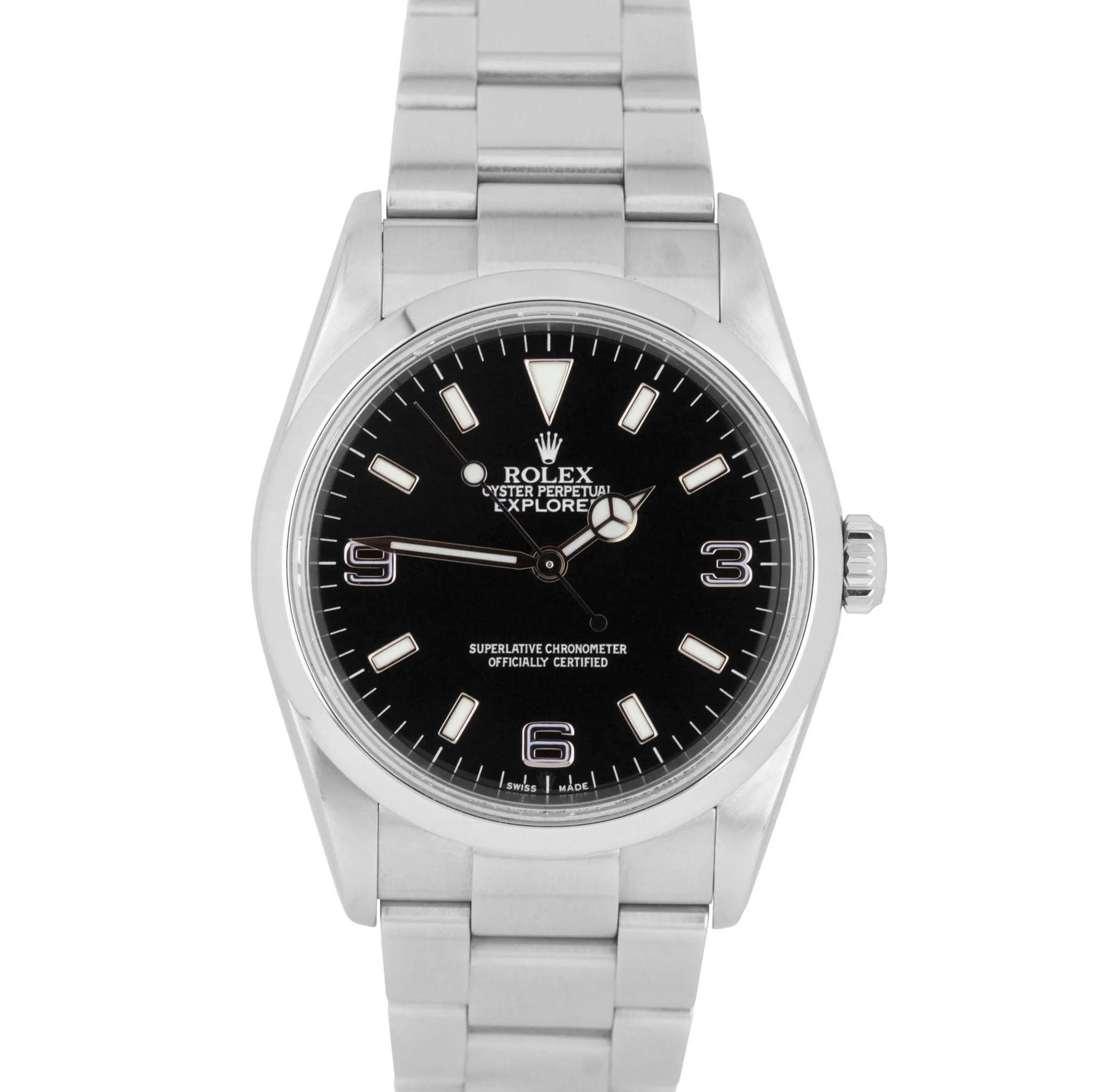 2007 Men's Rolex Explorer I Black 36mm 114270 D Stainless Steel Oyster Watch