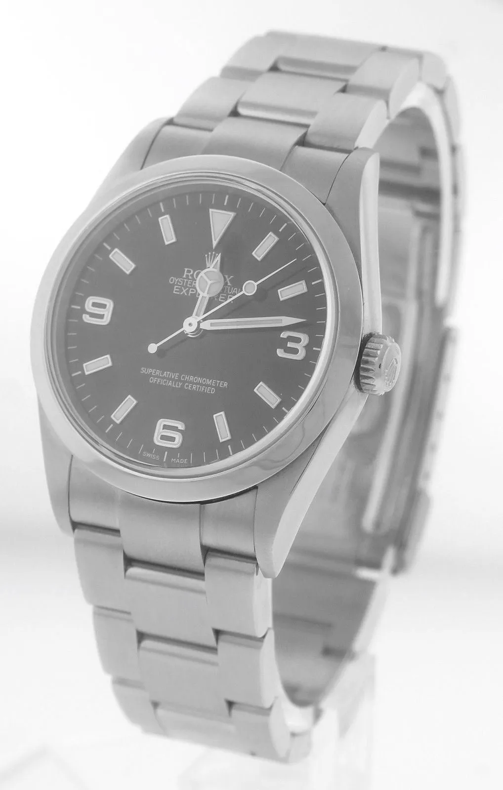 2007 Men's Rolex Explorer I Black 36mm 114270 D Stainless Steel Oyster Watch