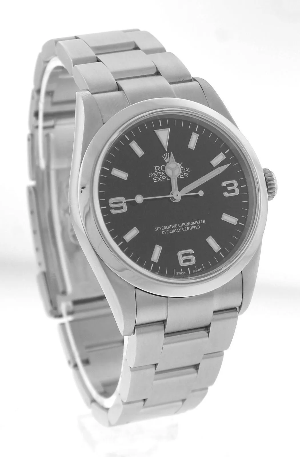 2007 Men's Rolex Explorer I Black 36mm 114270 D Stainless Steel Oyster Watch