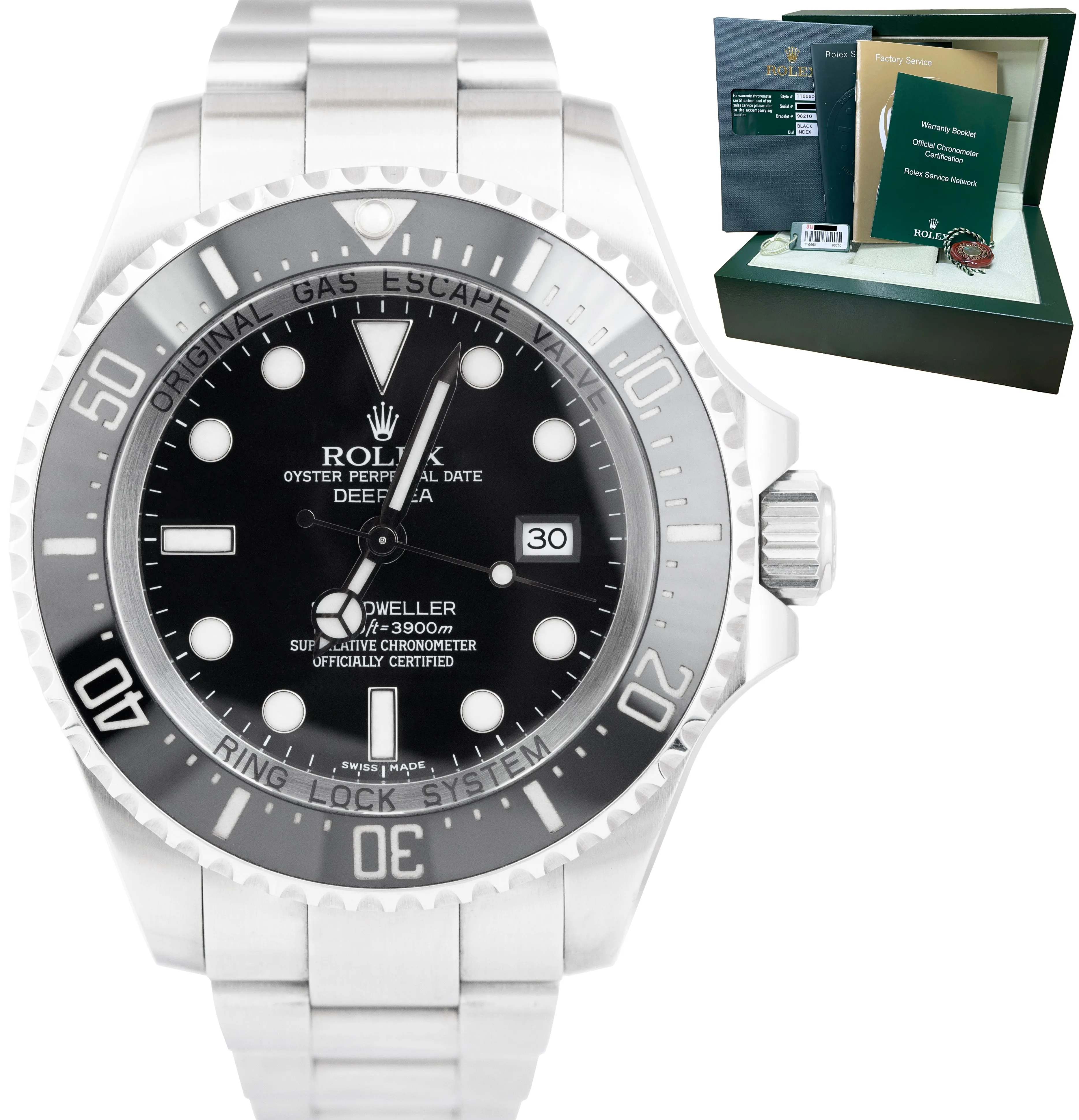 2008 UNPOLISHED Rolex Sea-Dweller Deepsea Steel 44mm Black Ceramic Watch 116660