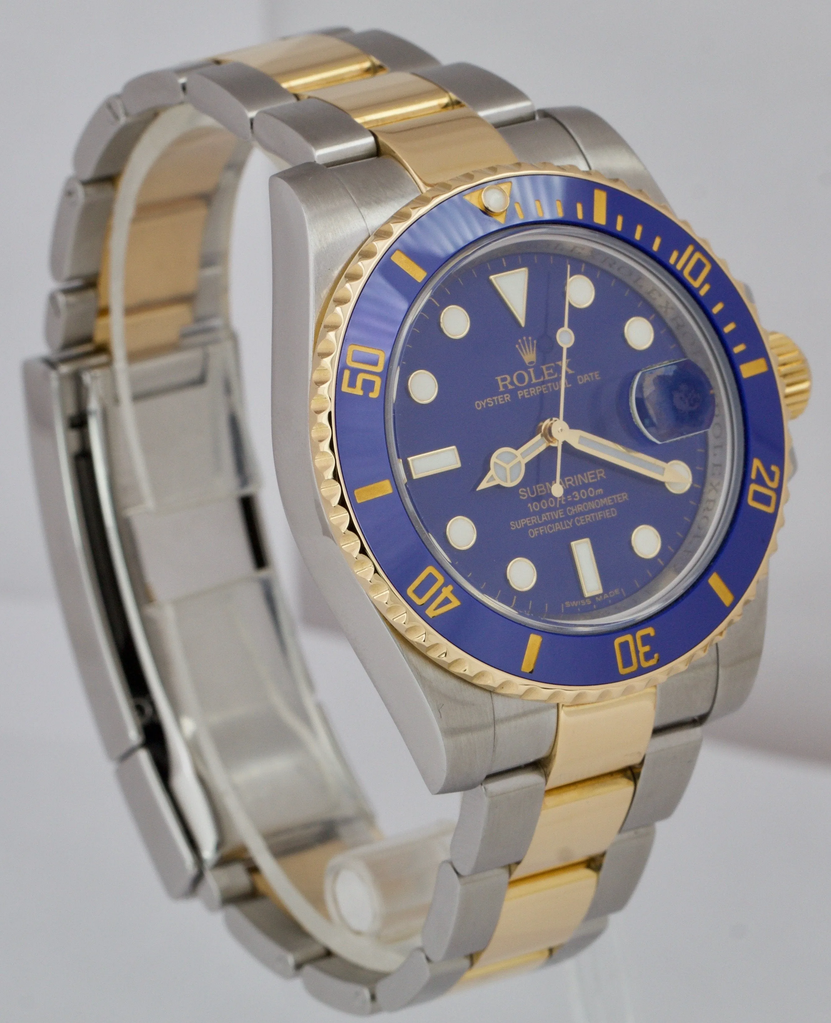 2009 Rolex Submariner Date Ceramic Two-Tone Stainless Gold Blue Watch 116613 LB