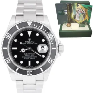 2009 Rolex Submariner Date ENGRAVED REHAUT Stainless Pre-Ceramic Watch 16610