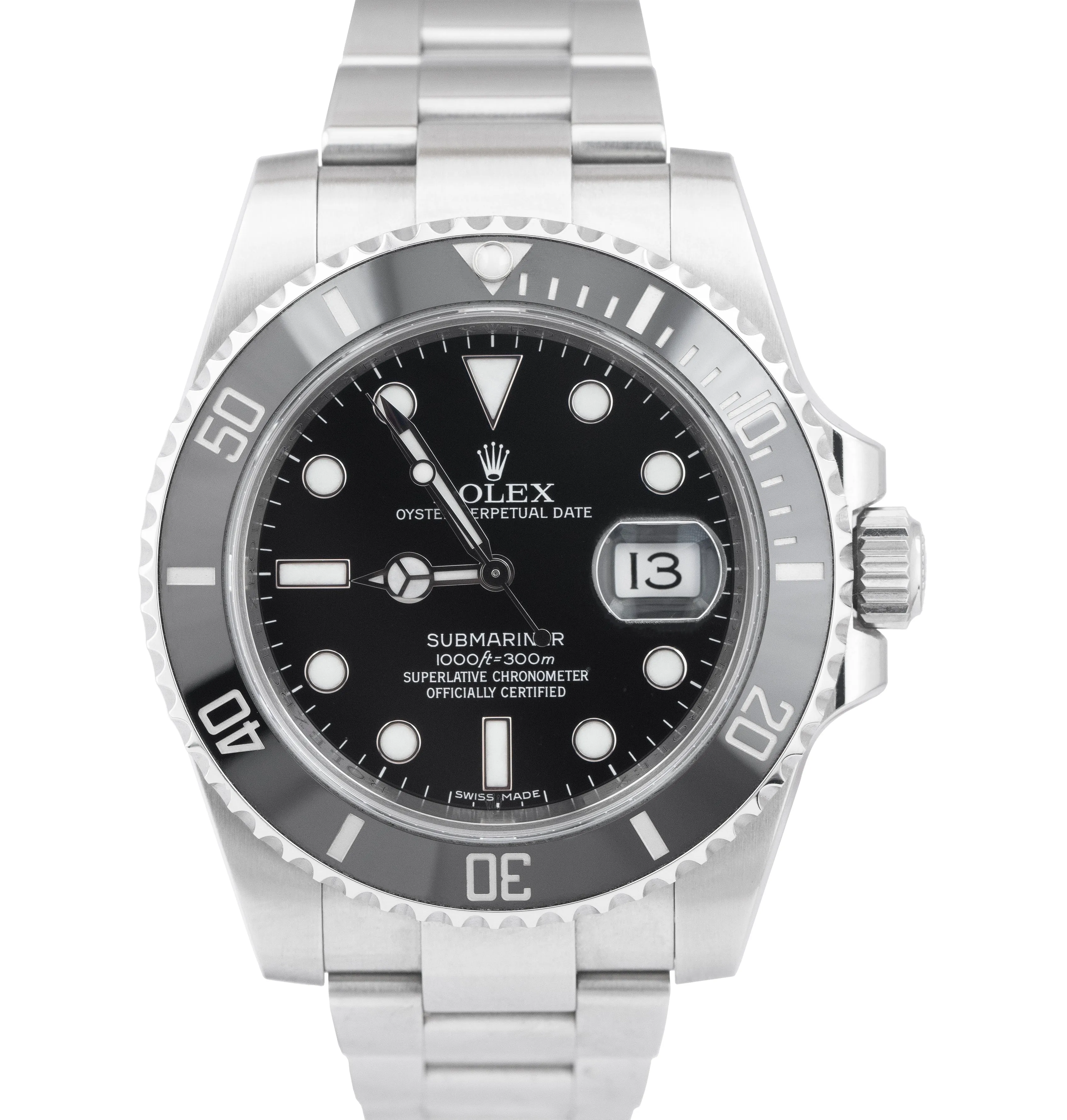 2013 Rolex Submariner Date 40mm Black Ceramic Stainless Steel 116610 LN Watch