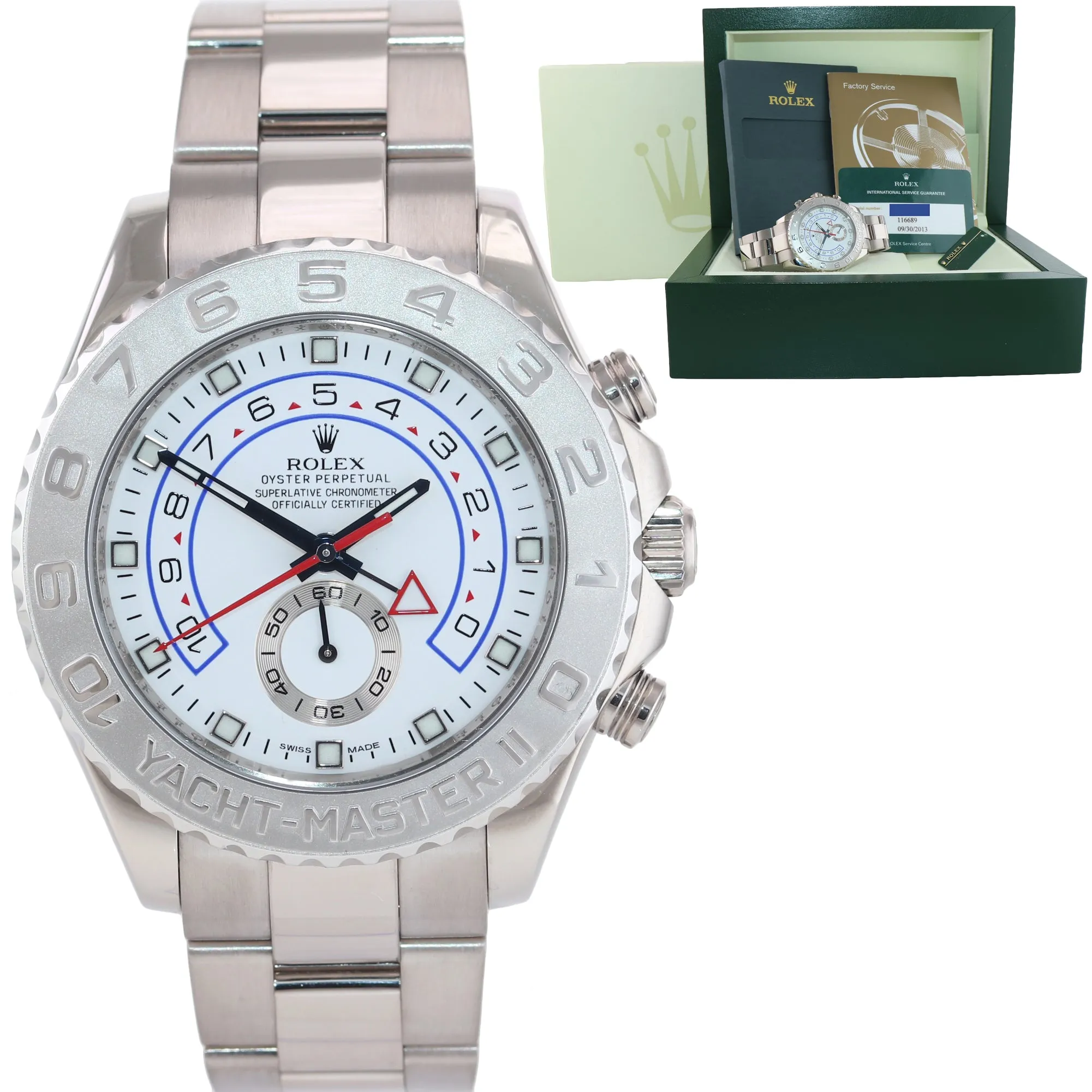 2013 RSC Men's Rolex Yacht-Master II 44mm White Gold 116689 Watch Box
