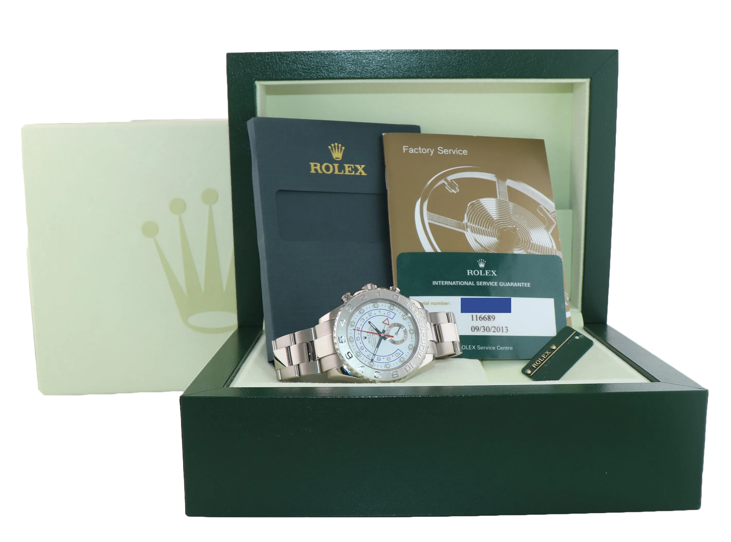 2013 RSC Men's Rolex Yacht-Master II 44mm White Gold 116689 Watch Box