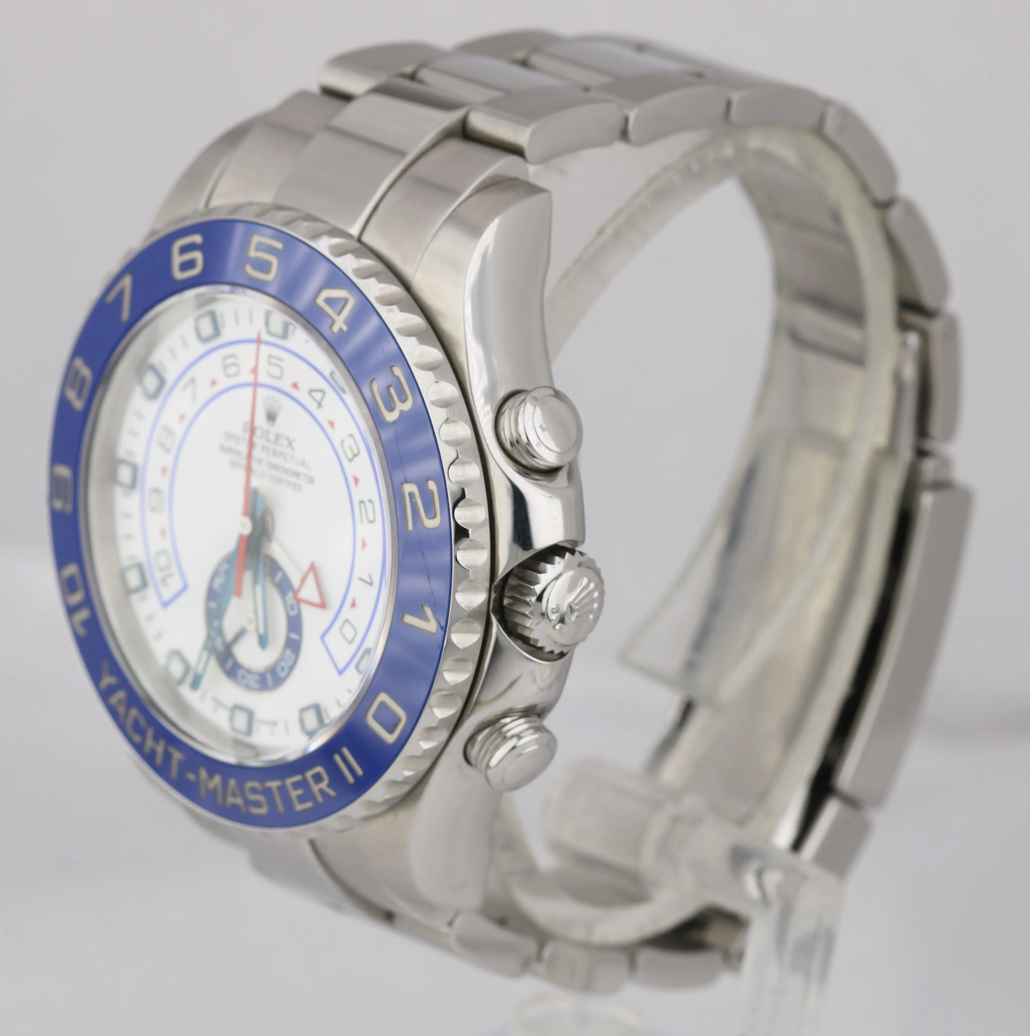 2015 Rolex Yacht-Master II 44mm Stainless White Blue Ceramic 116680 Watch B P