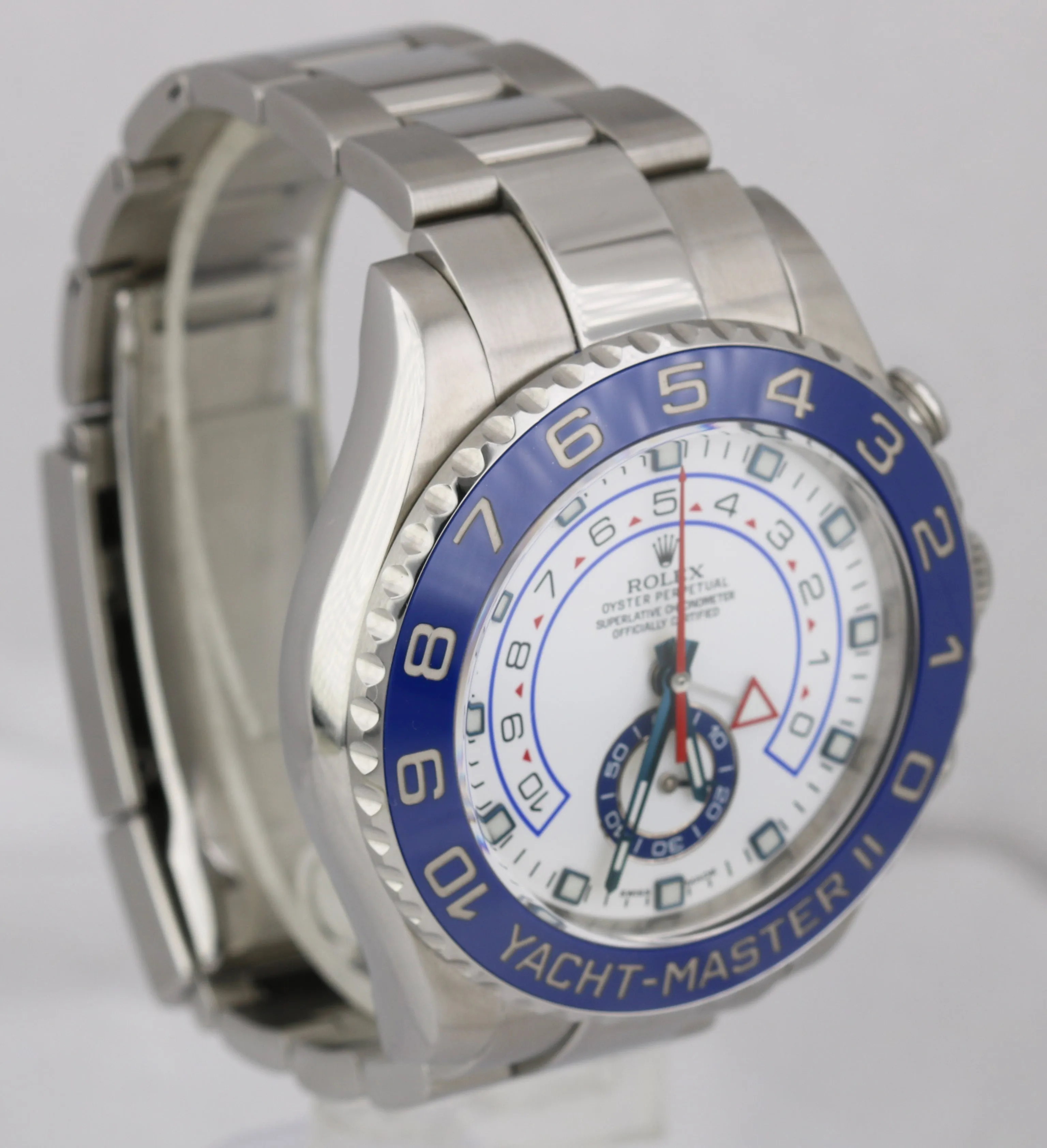 2015 Rolex Yacht-Master II 44mm Stainless White Blue Ceramic 116680 Watch B P