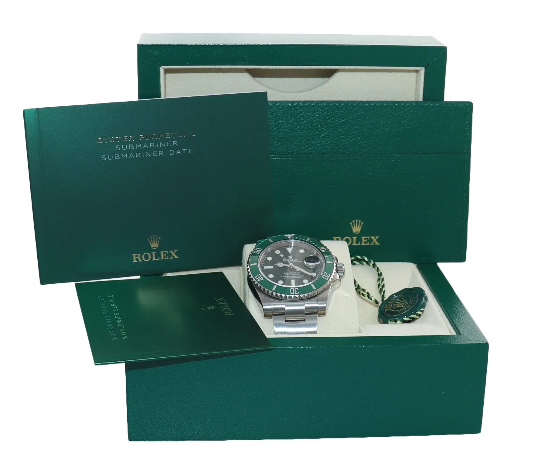 2017 DISCONTINUED Rolex Submariner Hulk 116610LV Green Ceramic Watch Box