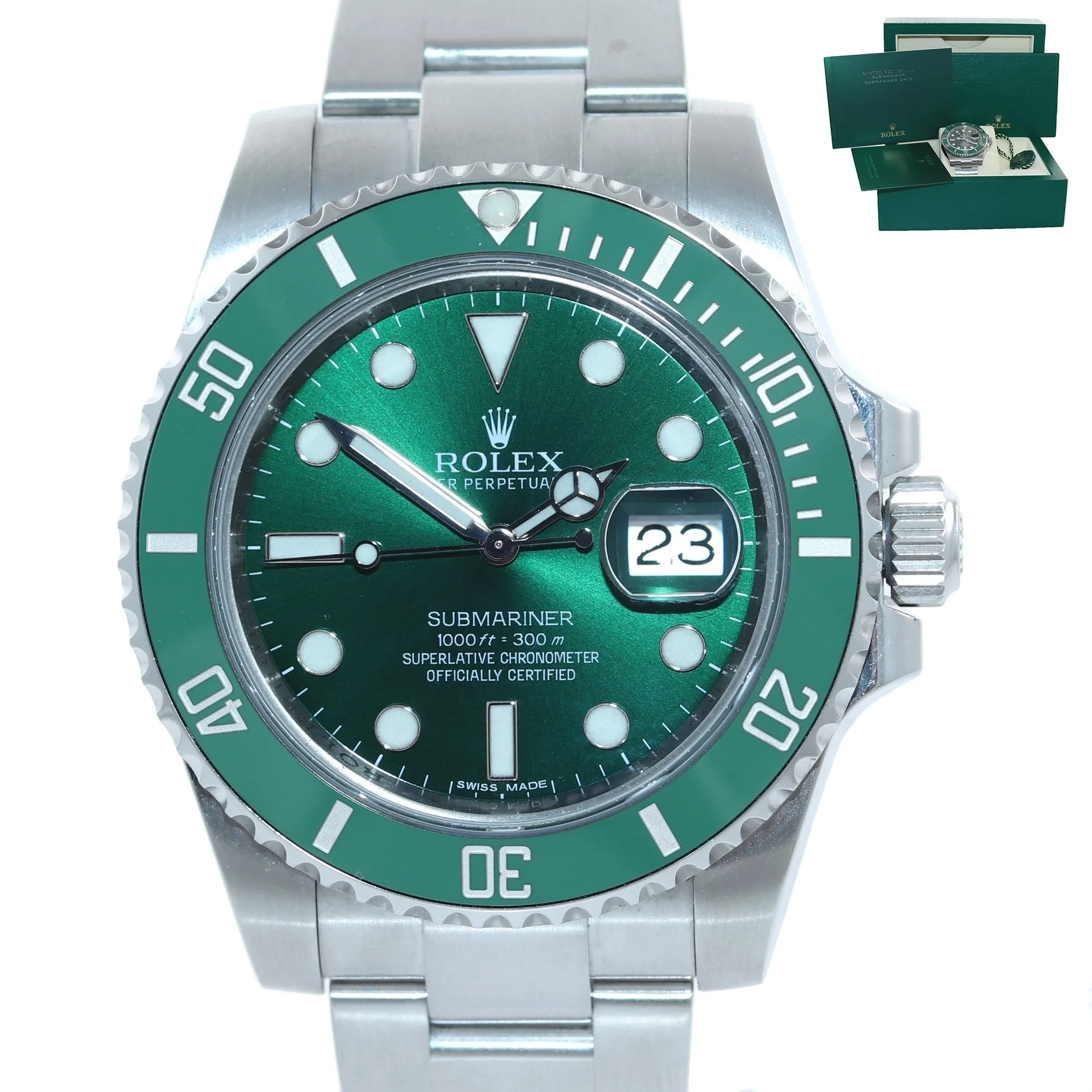 2017 DISCONTINUED Rolex Submariner Hulk 116610LV Green Ceramic Watch Box