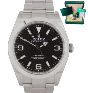2018 BOX PAPERS MINT Rolex Explorer I Black FULL LUME 39mm 214270 Steel Watch