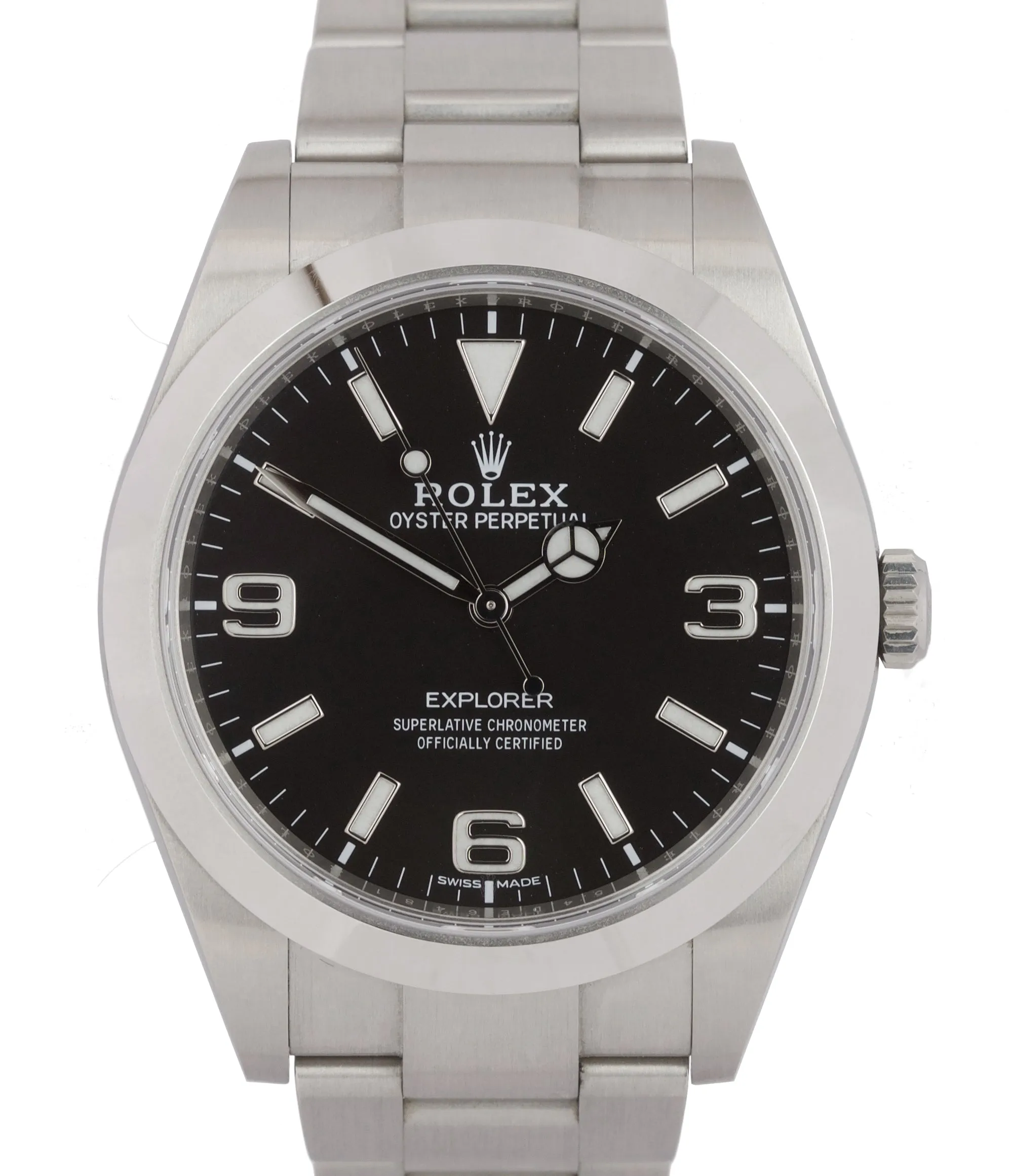 2018 BOX PAPERS MINT Rolex Explorer I Black FULL LUME 39mm 214270 Steel Watch