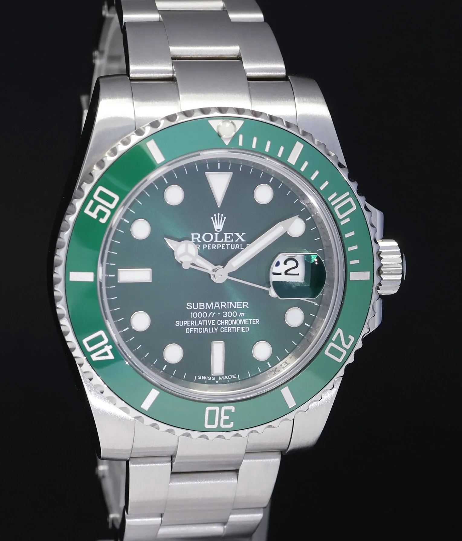 2018 MINT Rolex Submariner Hulk 116610LV Green 40mm Ceramic Watch Box