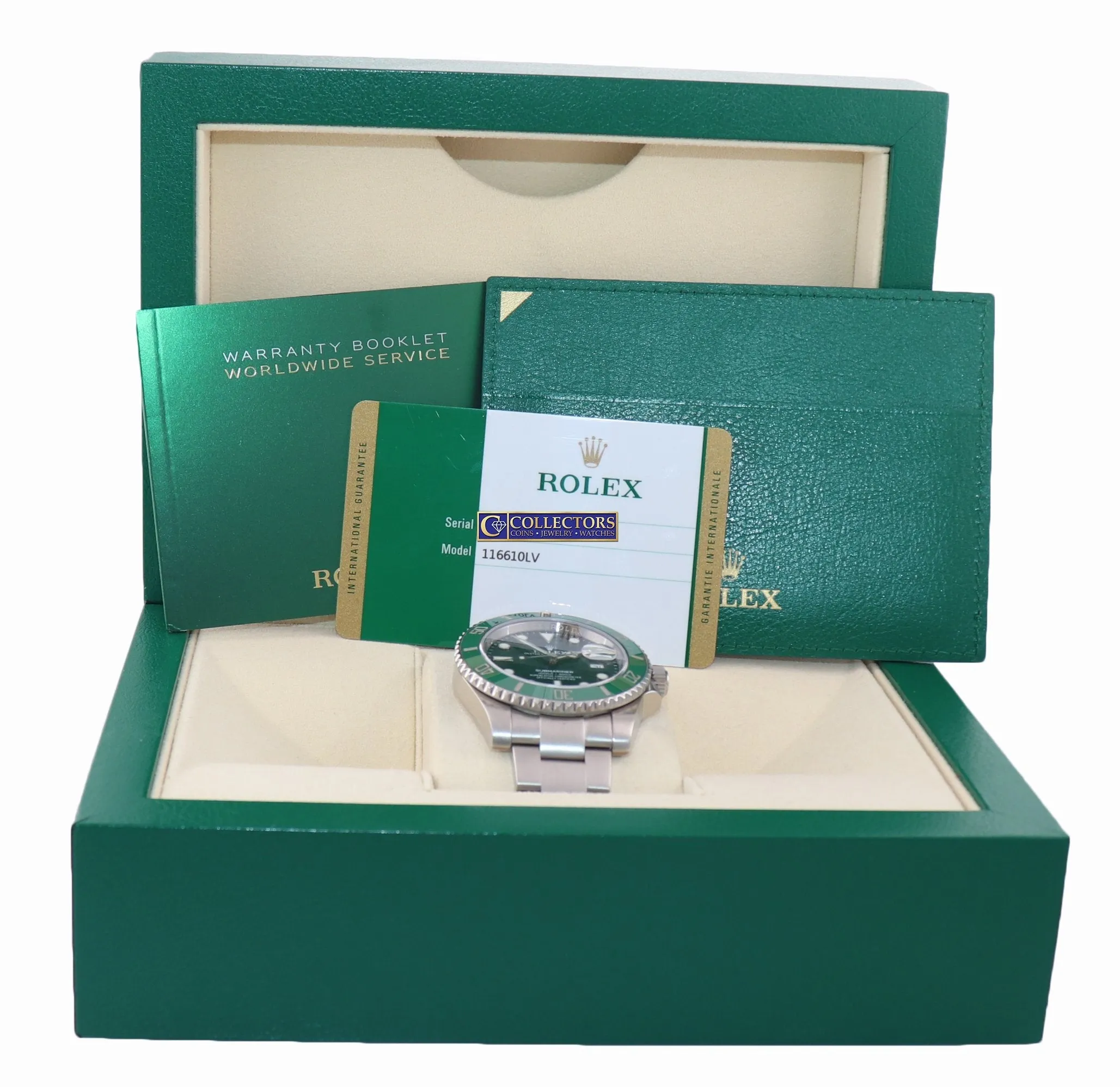 2018 PAPERS Rolex submariner Hulk 116610LV Green Dial Ceramic Watch Box