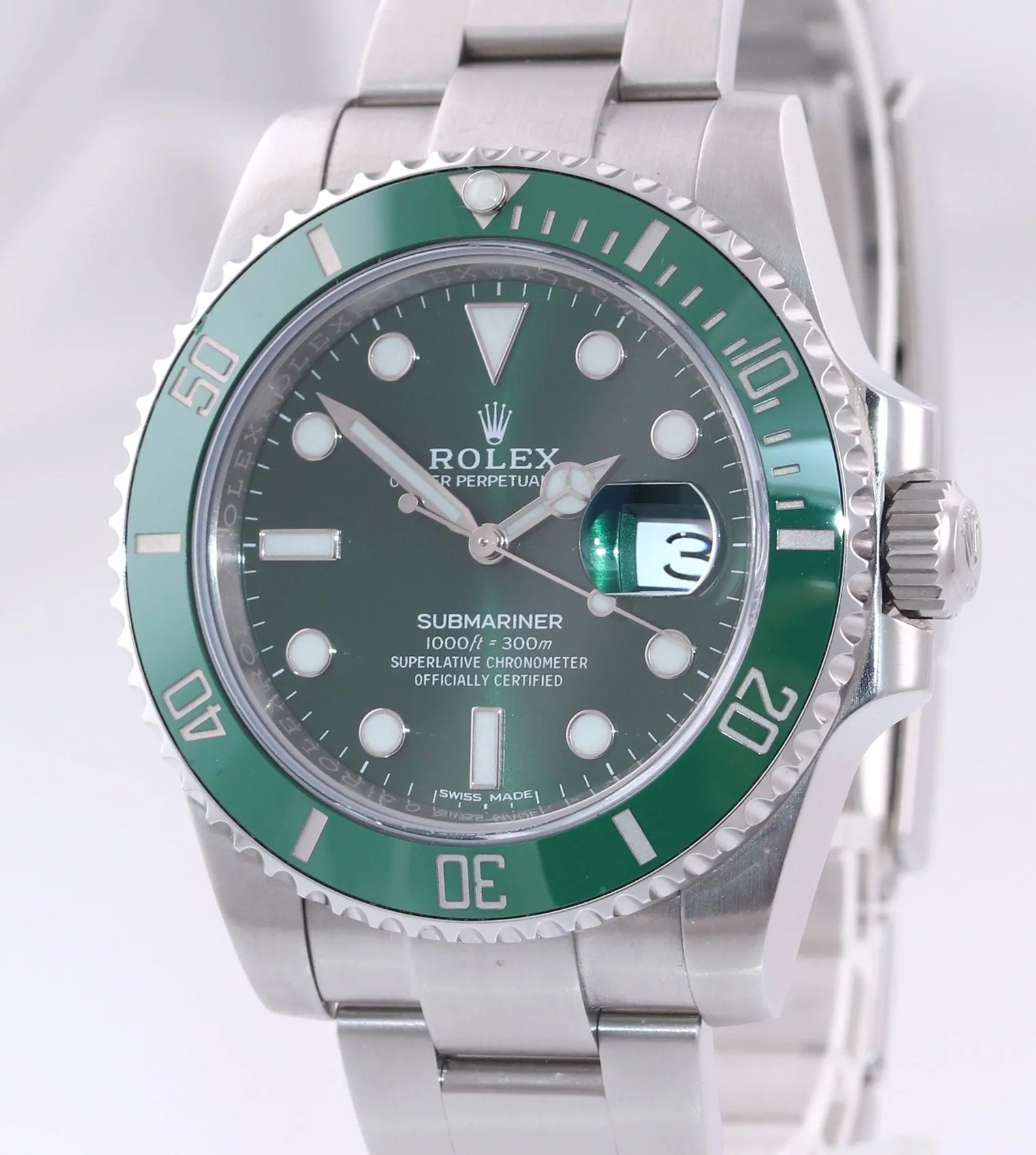 2018 PAPERS Rolex submariner Hulk 116610LV Green Dial Ceramic Watch Box