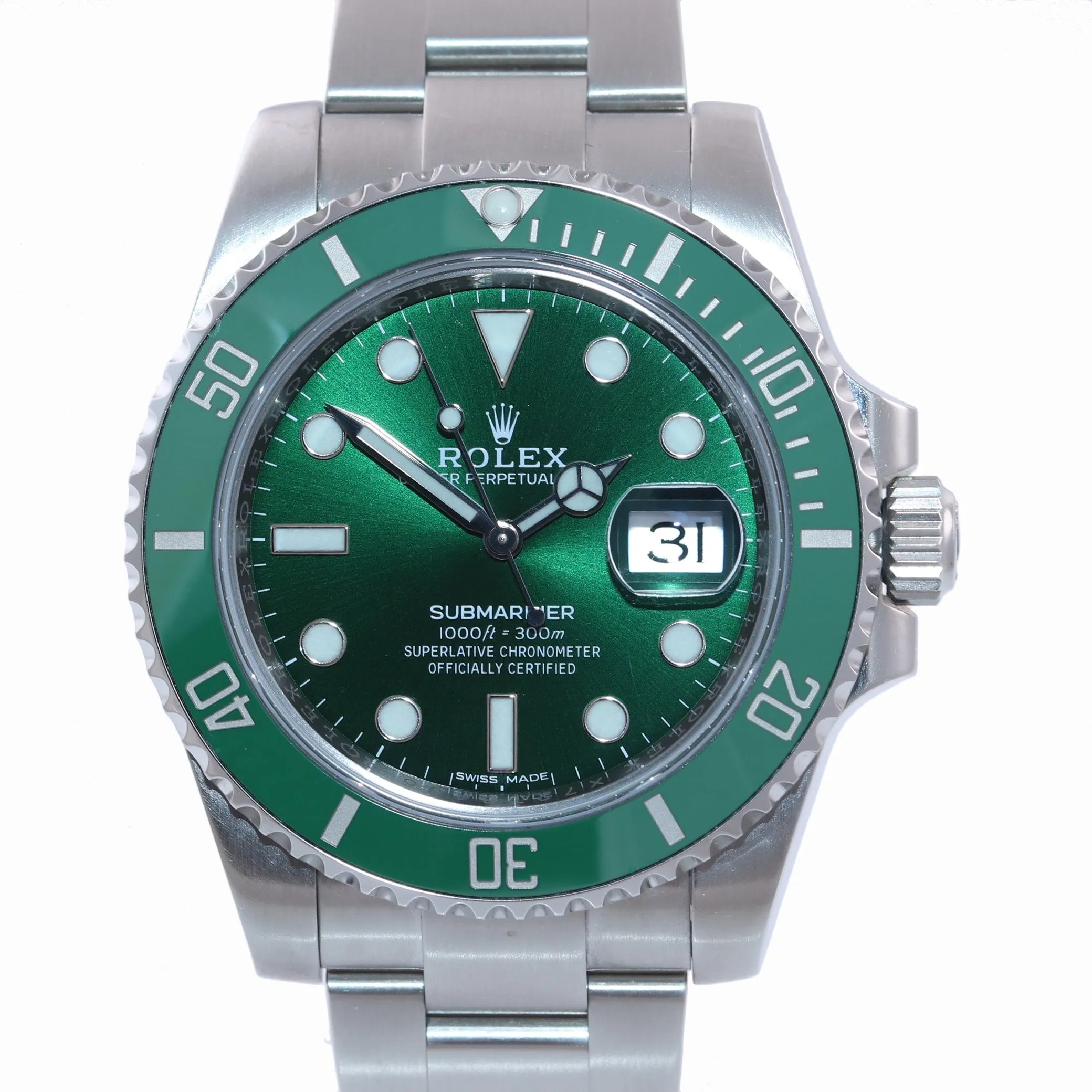 2018 PAPERS Rolex submariner Hulk 116610LV Green Dial Ceramic Watch Box