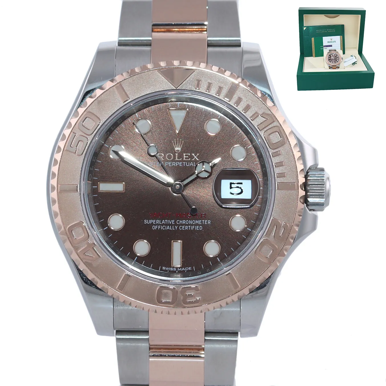 2018 PAPERS Rolex Yacht-Master 116621 CHOCOLATE 18K Everose Gold Two Tone Watch