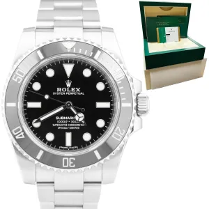 2018 Rolex Submariner No-Date Stainless 40mm Black Ceramic Dive Watch 114060 B P