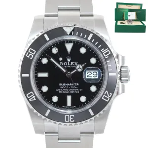 2019 BRAND NEW STICKERS Rolex Submariner 116610 Steel Black Ceramic Watch PAPERS