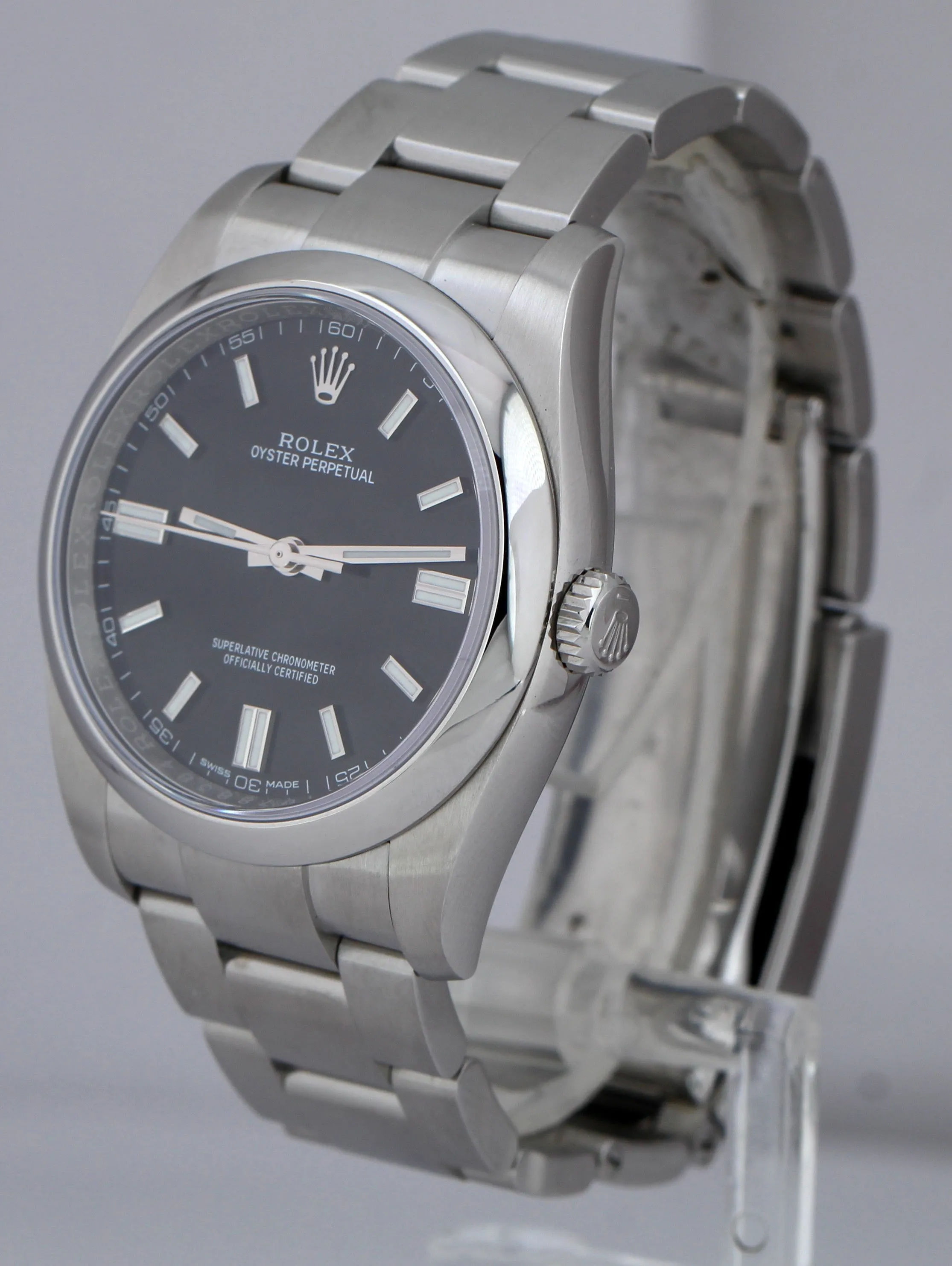2019 Rolex Oyster Perpetual PAPERS 36mm Black Stainless Steel Watch 116000 B P