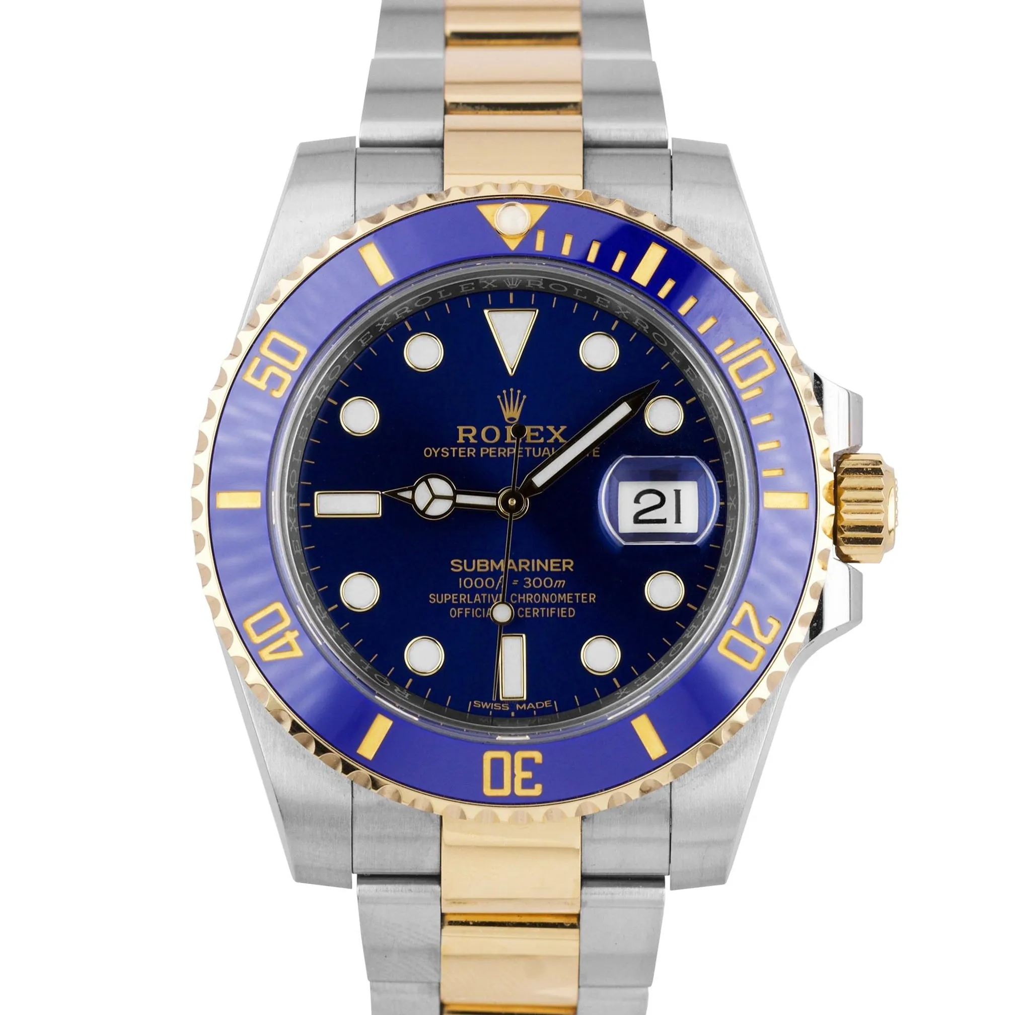 2019 Rolex Submariner Date Ceramic Two-Tone Stainless Gold Blue Watch 116613 LB