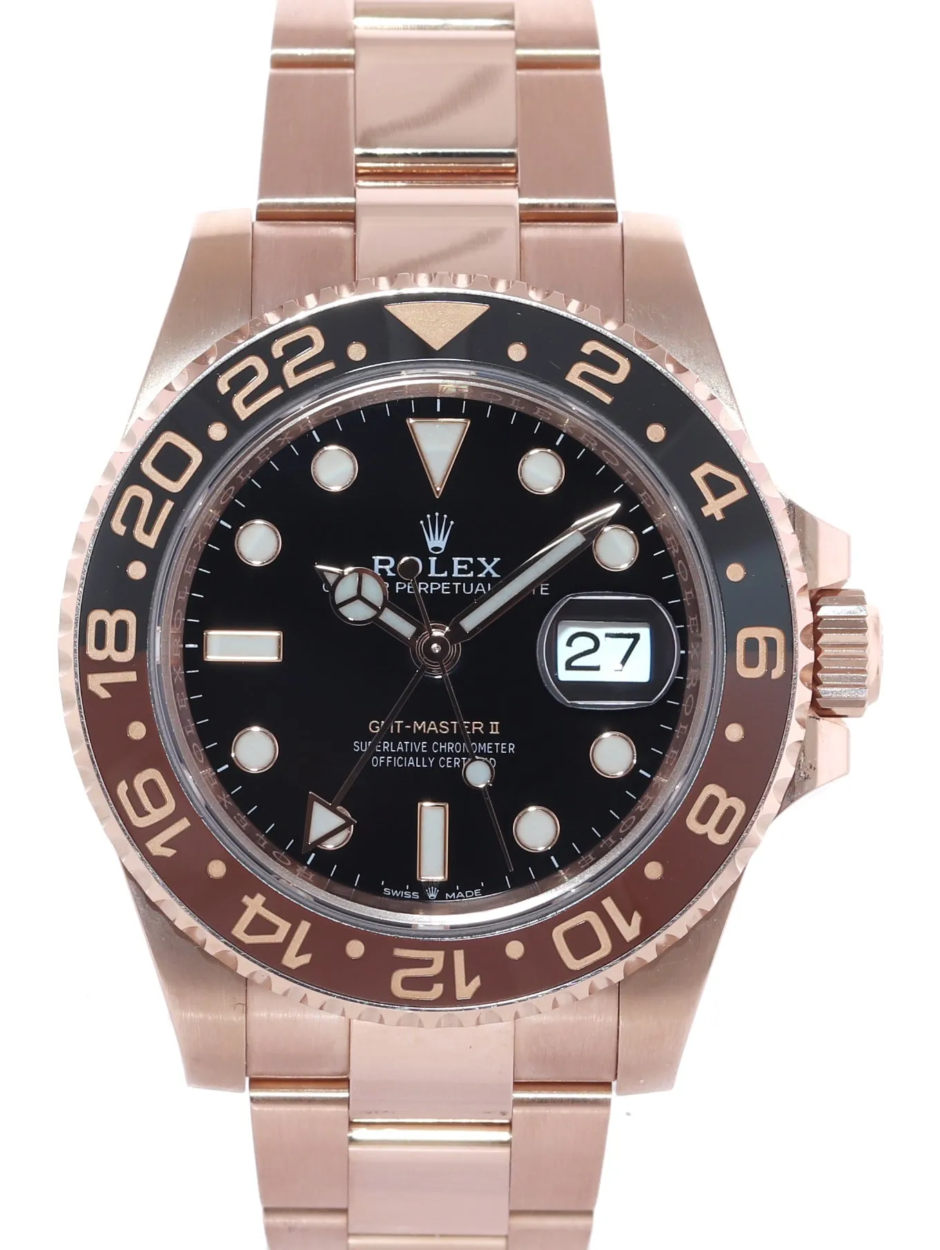 2020 PAPERS Rolex GMT Master II Root Beer Ceramic Rose Gold 126715 Watch Box