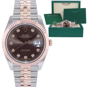 2020 Rolex DateJust 41 126331 Chocolate Diamond Rose Gold Two-Tone Jubilee Watch