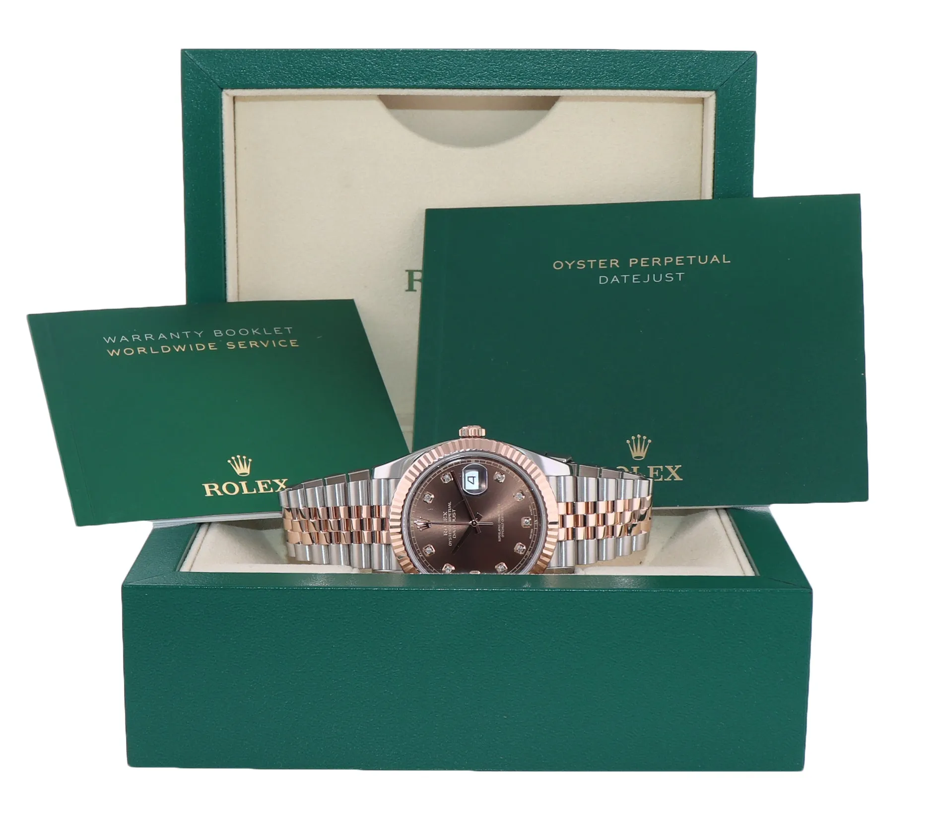 2020 Rolex DateJust 41 126331 Chocolate Diamond Rose Gold Two-Tone Jubilee Watch