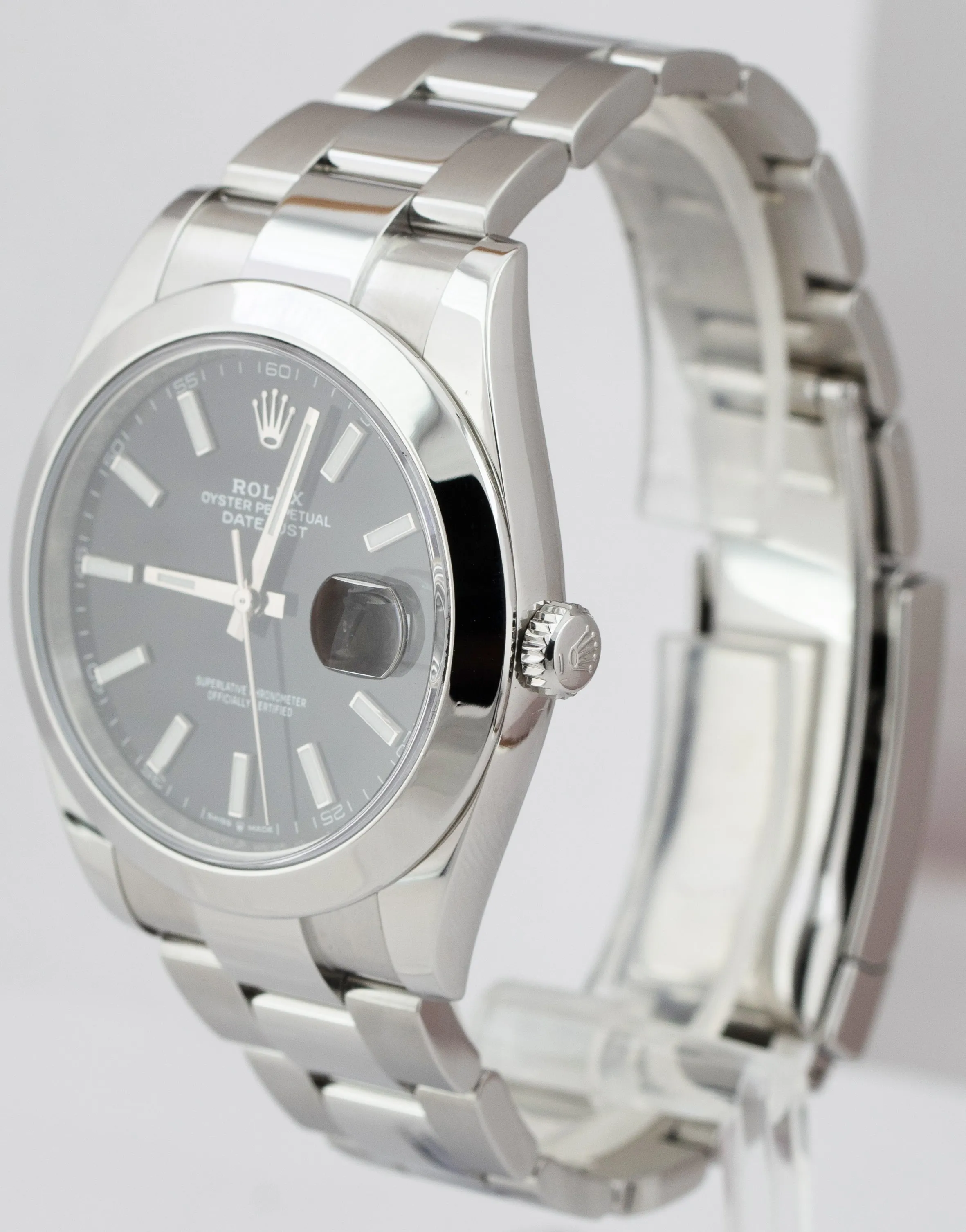 2020 Rolex DateJust 41 Black 41mm Smooth Stainless Steel Oyster Watch 126300 B P