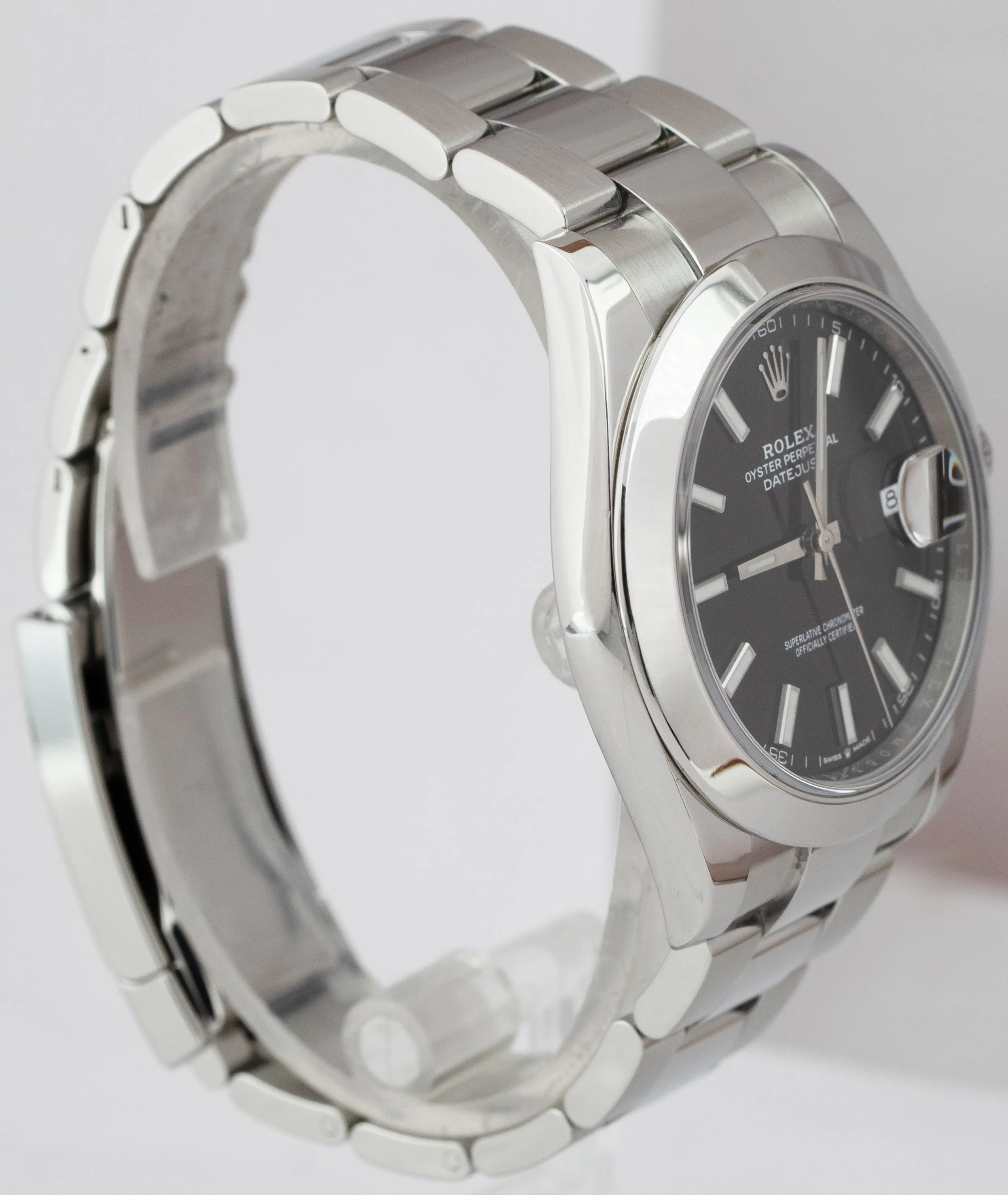2020 Rolex DateJust 41 Black 41mm Smooth Stainless Steel Oyster Watch 126300 B P