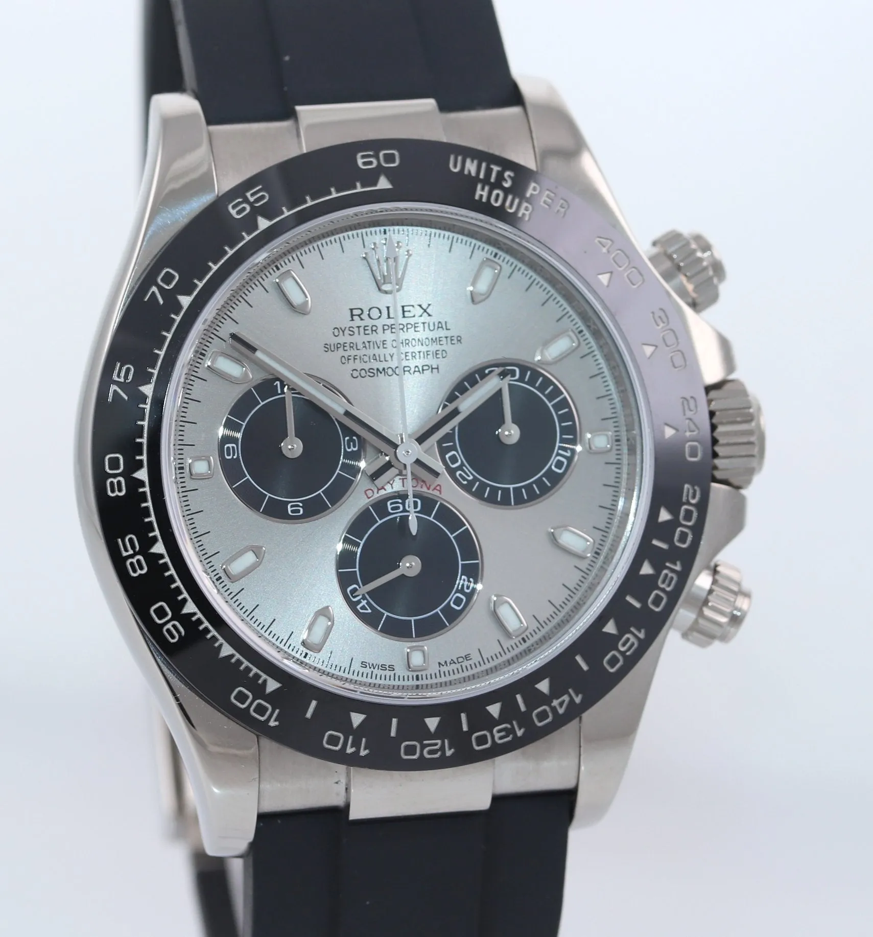 2021 Rolex Daytona 18k White Gold 116519ln Ceramic Silver Watch Box