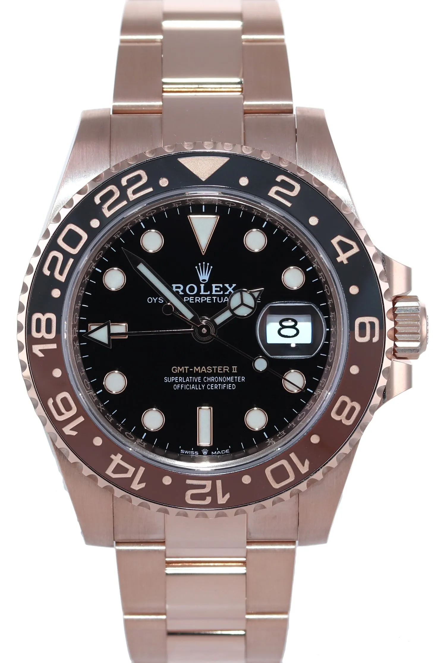 2021 Rolex GMT Master II Root Beer Ceramic Rose Gold 126715 Watch Box