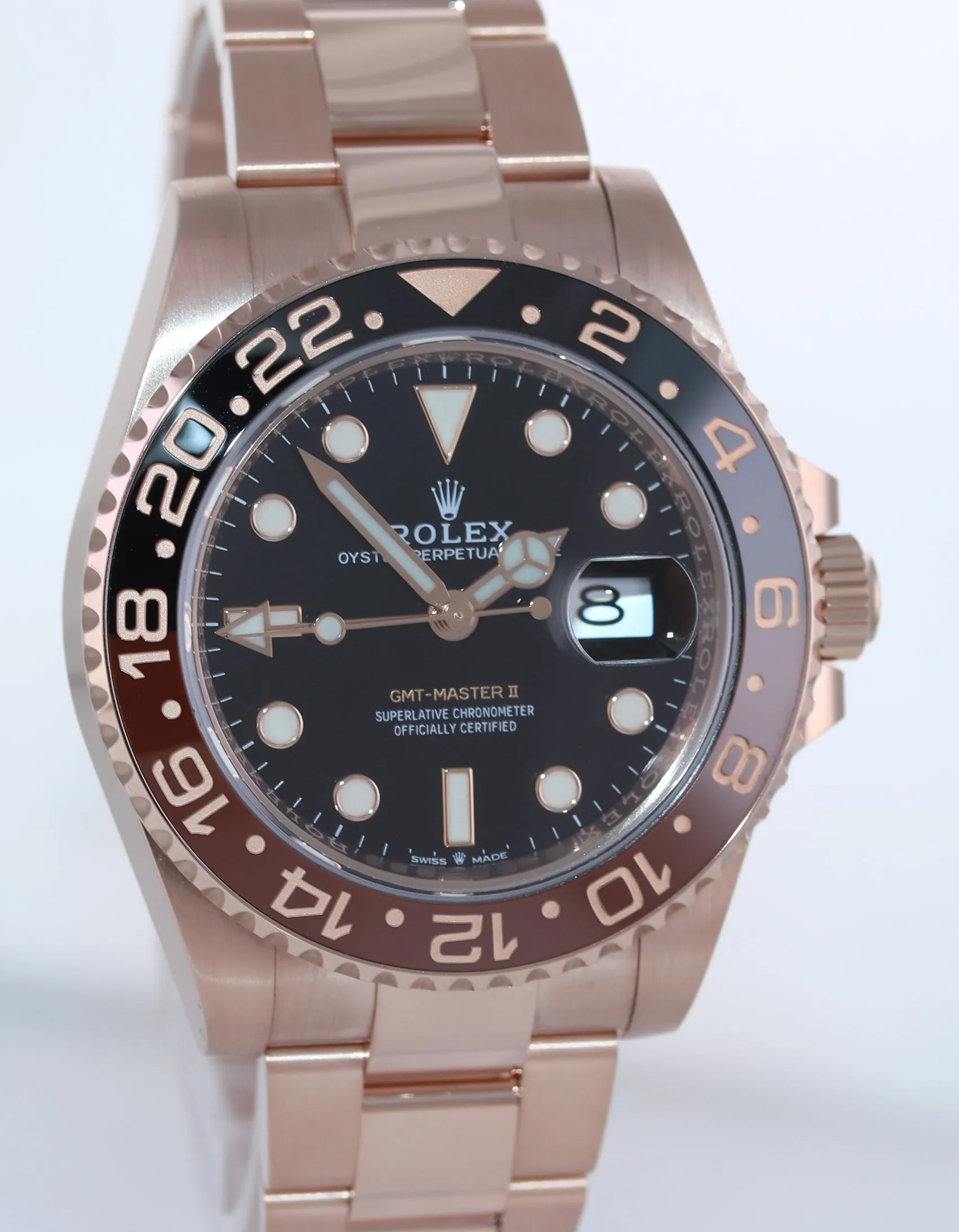 2021 Rolex GMT Master II Root Beer Ceramic Rose Gold 126715 Watch Box