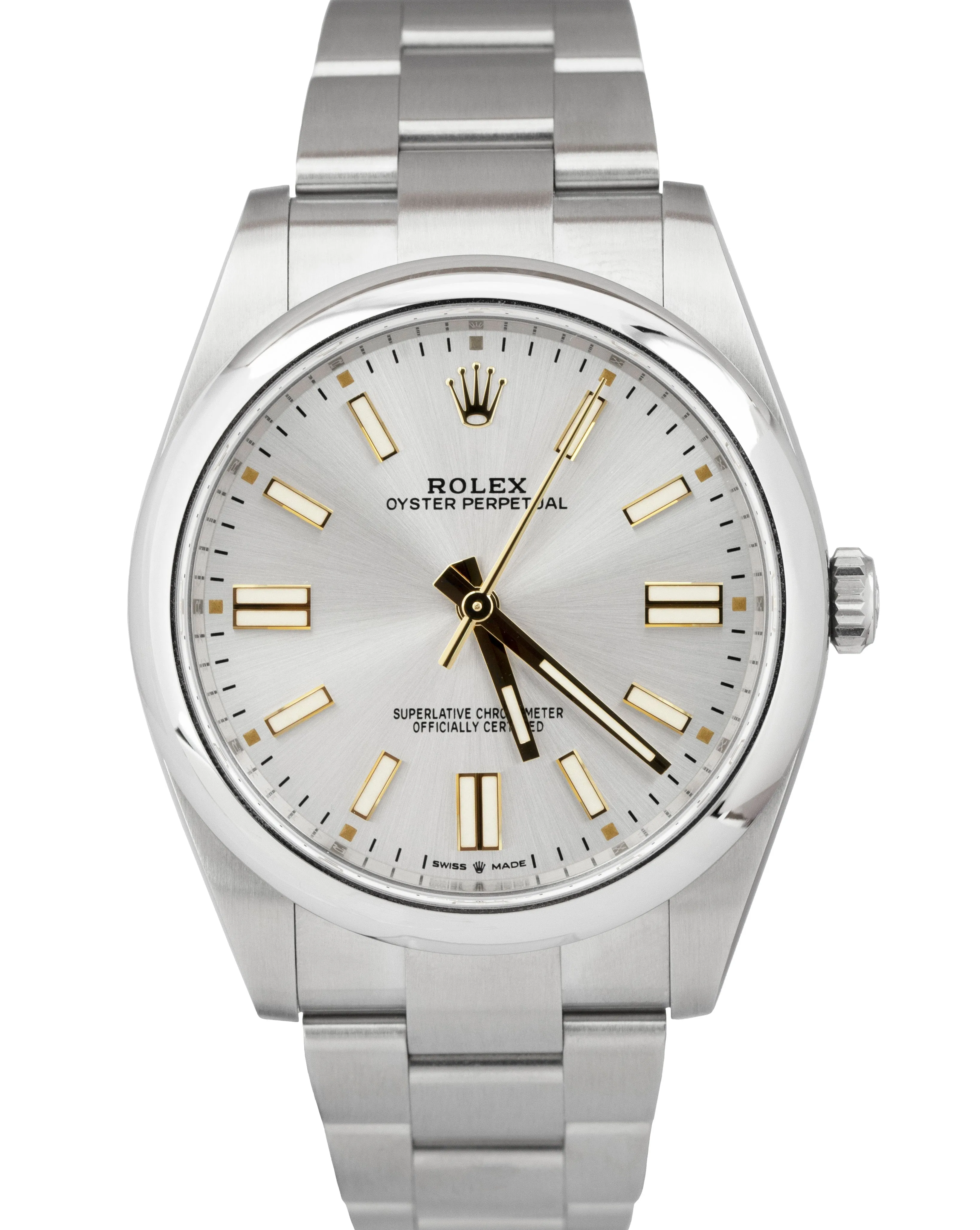 2021 Rolex Oyster Perpetual SILVER GOLD Stainless Steel Oyster 124300 41mm Watch