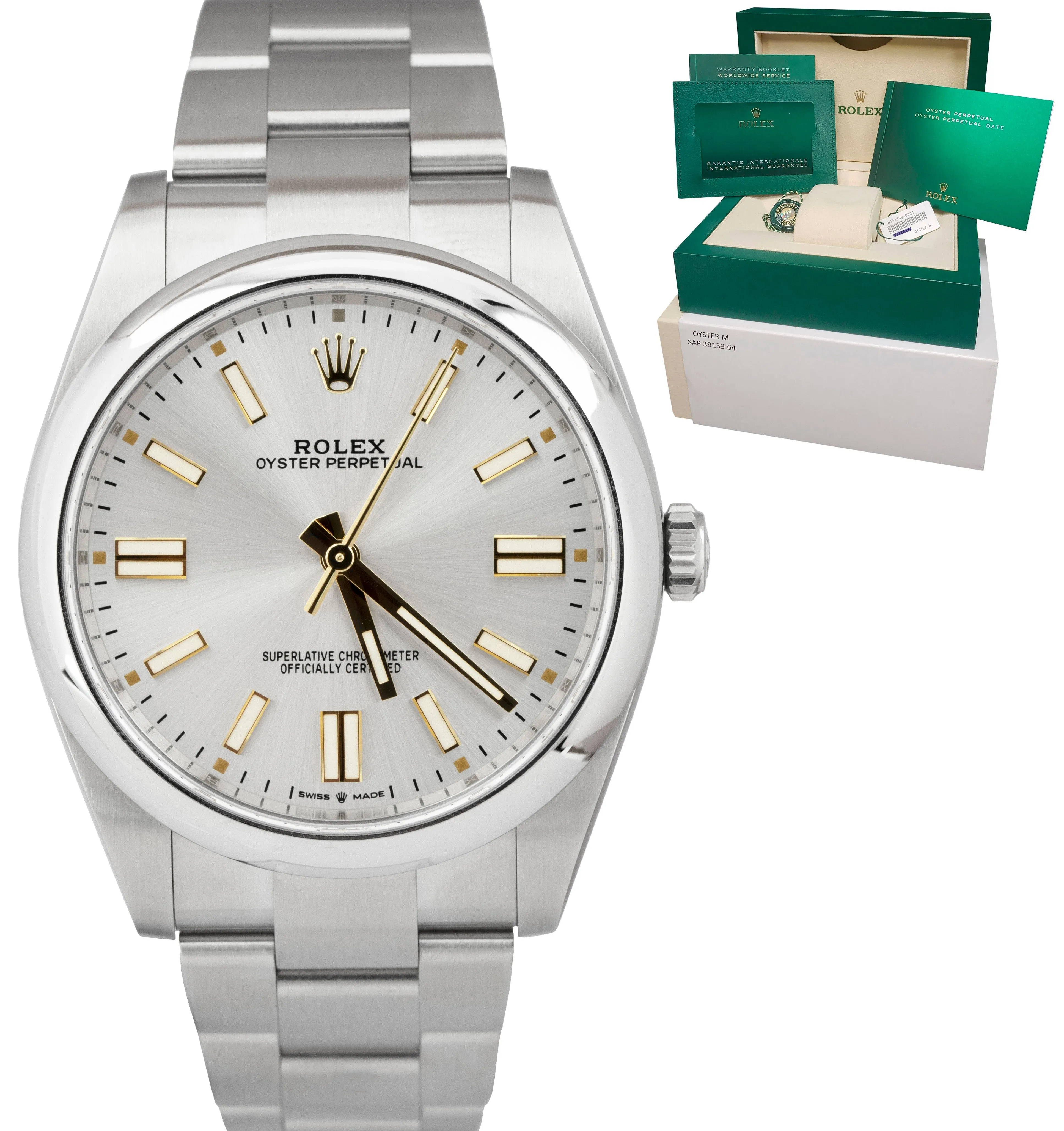 2021 Rolex Oyster Perpetual SILVER GOLD Stainless Steel Oyster 124300 41mm Watch