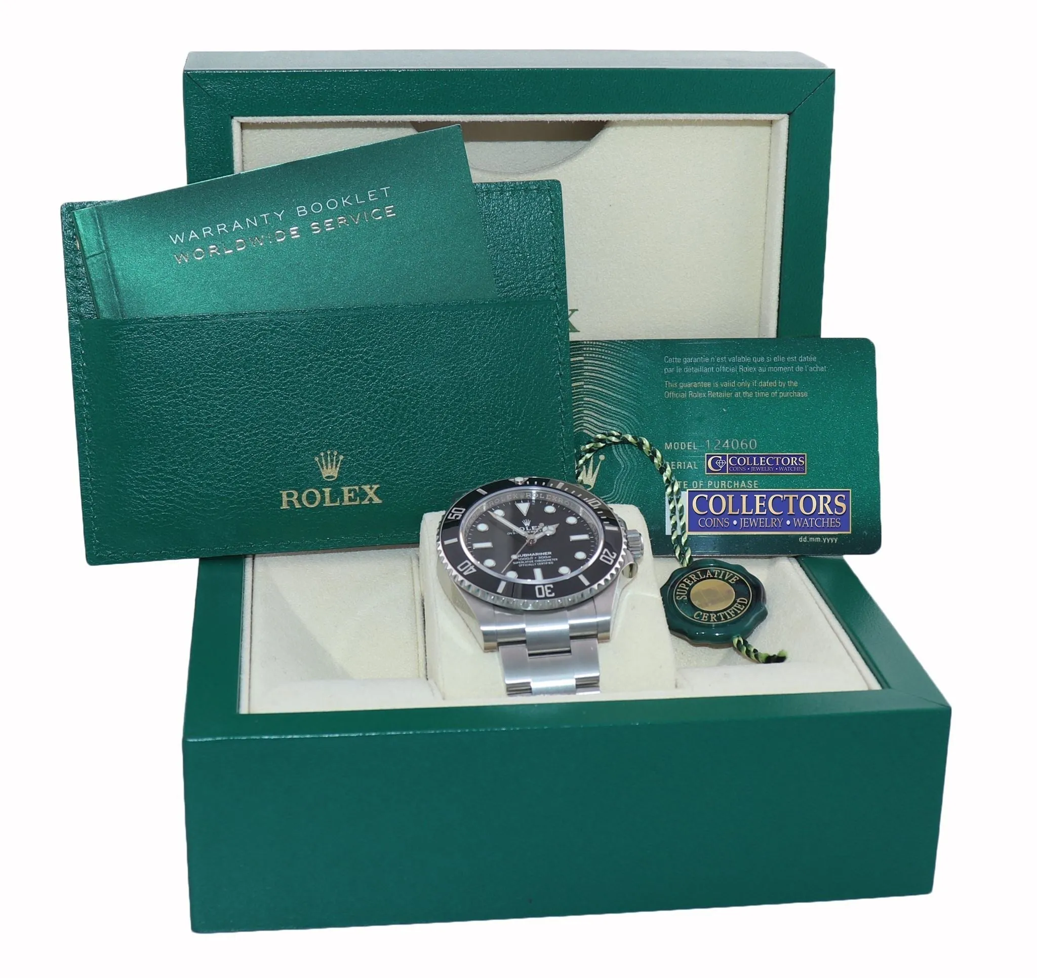 2022 MINT PAPERS Rolex Submariner 41mm Black Ceramic 124060LN No Date Watch