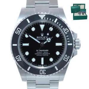 2022 MINT PAPERS Rolex Submariner 41mm Black Ceramic 124060LN No Date Watch