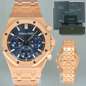 2022 PAPERS Audemars Piguet Royal Blue Anniversary Chrono Rose Gold 26240OR Watch