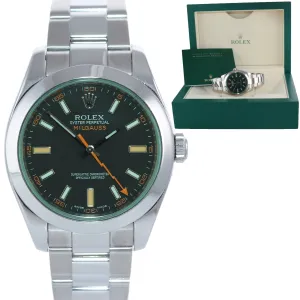 2022 Rolex Milgauss 116400 Steel Green Black Anti-Magnetic Steel 40mm Watch Box