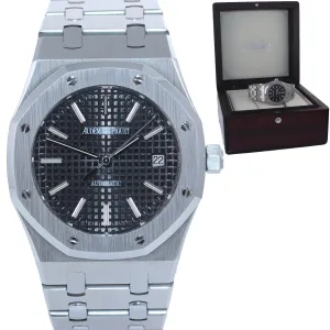 2022 Service Audemars Piguet Royal Oak Black 39mm Steel 15300 Date Watch Box