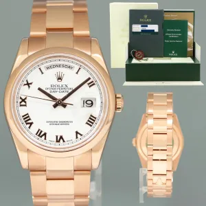 2023 RSC Papers Rolex President Day Date Rose Gold 118205 White Roman Watch Box