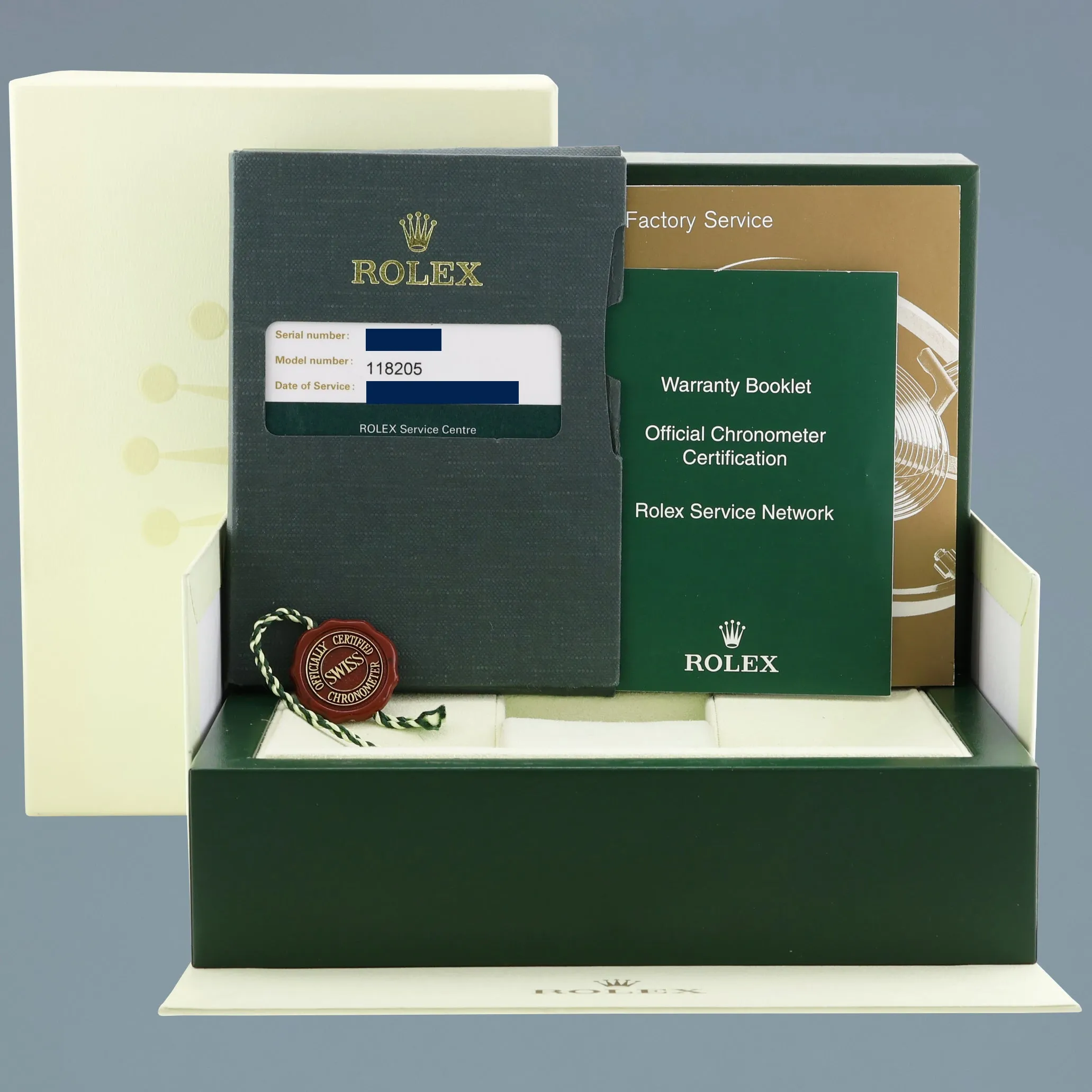 2023 RSC Papers Rolex President Day Date Rose Gold 118205 White Roman Watch Box