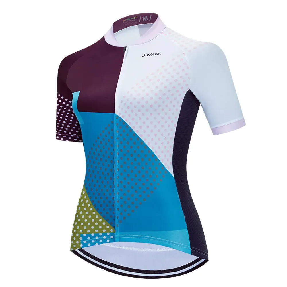 2023 Salexo Women Cycling Jersey Short Sleeve Set Summer Maillot 19D Bib Shorts Bicycle Clothes Sportwear MTB Cycling Clothing
