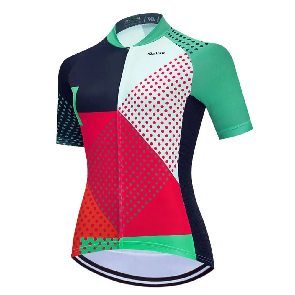 2023 Salexo Women Cycling Jersey Short Sleeve Set Summer Maillot 19D Bib Shorts Bicycle Clothes Sportwear MTB Cycling Clothing