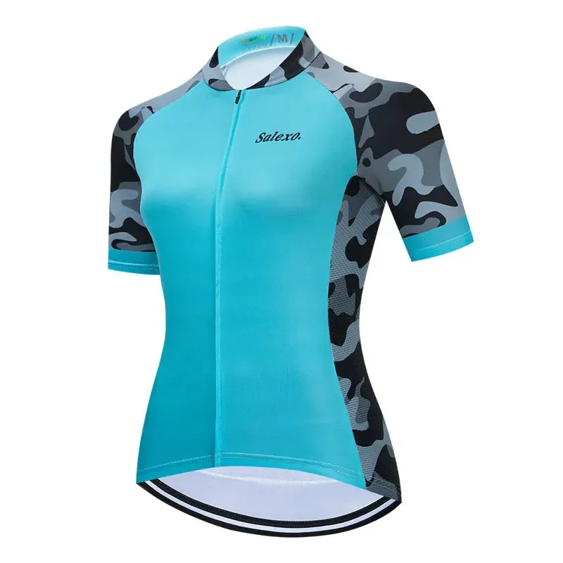 2023 Salexo Women Cycling Jersey Short Sleeve Set Summer Maillot 19D Bib Shorts Bicycle Clothes Sportwear MTB Cycling Clothing